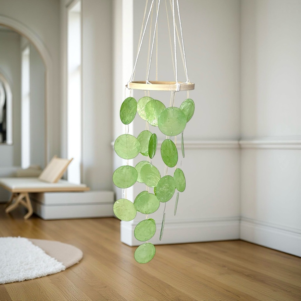Natural Shell Green Hanging Suncatcher Wind Chime - Picture 2 of 4